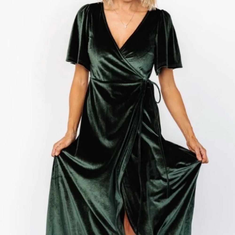 Baltic Born Deep Green Velvet Maxi Dress